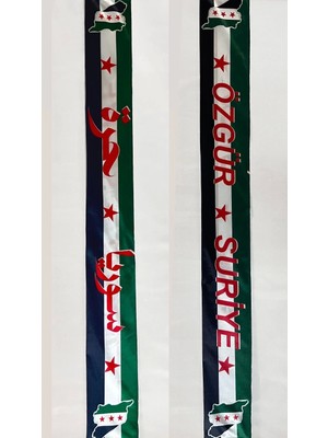 Suriye Bayrağı Saten Atkı Fular Şal Kadın İçin Özel Tasarım Renkli ve Şık Aksesuar