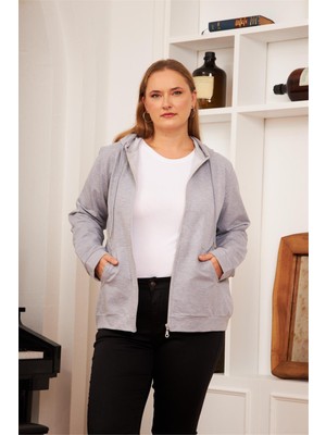 Rmg O4504 177 Gri Melanj Kadın Sweatshirt 44-54