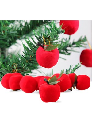 Yue Store 6'sı 1 Arada 3.6cm Noel Ağacı Süslemesi Kırmızı Elma Asma Süsleme (Yurt Dışından)