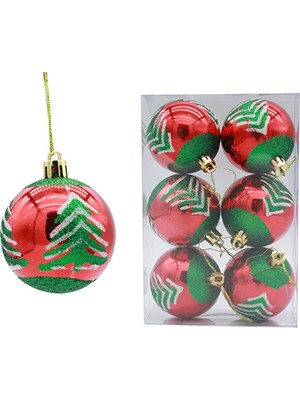 Yue Store 6 Adetpaket 6 cm Boyalı Noel Topu (Yurt Dışından)