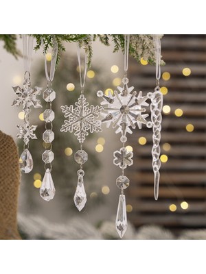 Yue Store Noel Kar Tanesi Saçağı Kristal Kolye 5 Adettakım (Yurt Dışından)