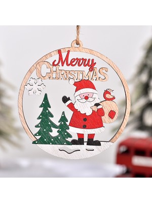 Yue Store Noel Dekoratif Ahşap Kolye Hediye Noel Baba (Yurt Dışından)