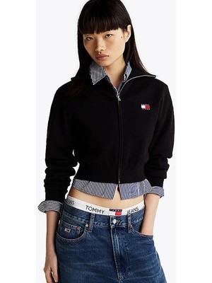 Tommy Hilfiger Tommy Jeans Kadın Siyah Fermuarlı Hırka