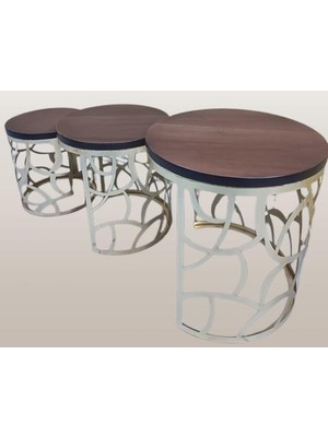 Zigon Sehpa Model 90516 Cnc Metal Kesim Osmanlı Desen Ceviz Renk El Yapım