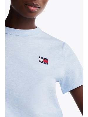 Tommy Hilfiger Tommy Jeans Kadın Mavi Badge Crew T-Shirt