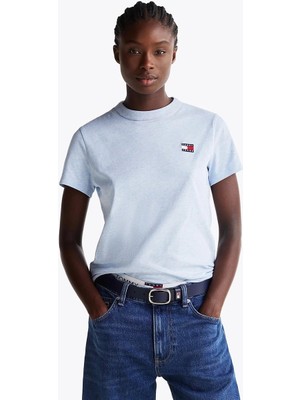 Tommy Hilfiger Tommy Jeans Kadın Mavi Badge Crew T-Shirt