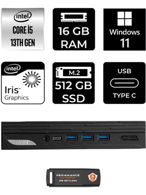 Msı Pro DP10 Intel Core I5 1340P 16GB 512GB SSD W11H Mini Pc & Per4 USB Bellek 13M002EUP312