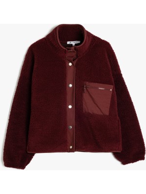 Koton Oversize Çıtçıt Düğmeli Cep Detaylı Peluş Sweatshirt
