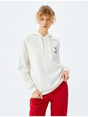 Koton Arkası Baskılı Kapüşonlu Oversize Sweatshirt