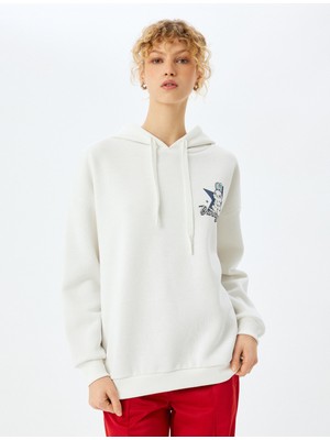 Koton Arkası Baskılı Kapüşonlu Oversize Sweatshirt