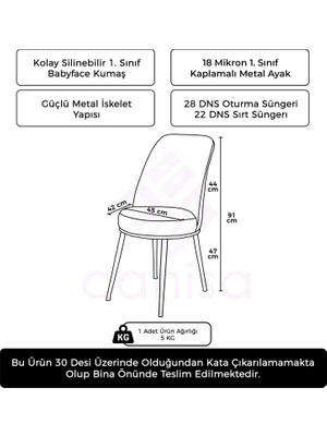 Canisa Pefa Serisi 1 Adet Antrasit Mutfak Sandalyesi Krom Kaplama Metal Ayak  Babyface Kumaş