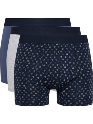 DeFacto Regular Fit Baskılı 3'lü Boxer E0027AX24WN
