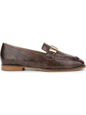 Tamer Tanca Kadın  Deri Kahverengi Loafer Ayakkabı 945 11245-1 Bn Ayk SK24-25 Khv Ptk Bsk