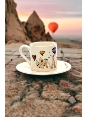 Decorium Kapadokya Balonlar 85 ml 4 Parça 2 Kişilik Porselen Kahve Fincan Takımı 9-01120256
