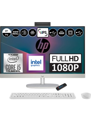 Hp 27-CR0009NT Intel Core I5 1335U 16GB 4tb SSD Freedos Intel Iris Xe Graphics 27 Inç IPS Fullhd All In One Bilgisayar 898B9EAF04+ Zetta Flash Bellek