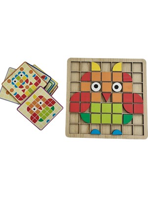 Hopiers Ahşap Mozaik Puzzle Bulmaca / 3+ Yaş / Montessori Renkli Eğitici ve Öğretici Şekiller / Güvenli ve Eğlenceli Çocuk Zeka Oyunu
