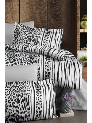 Firstchoice Leopard Black - Pamuk Saten Çift Kişilik Nevresim Takımı