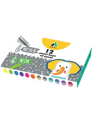 Adel 6 Metalik + 6 Neon Yağlı Pastel Boya Karton Kutu