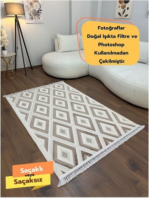 İstinye Halı Arya 5025 G Krem Vizon Pamuk Dokuma Taban Iskandinav Desenli Salon Halısı