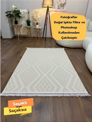 İstinye Halı Arya 5026 G Krem Pamuk Dokuma Taban Geometrik Desenli Salon Halısı