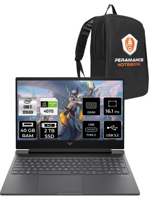 HP Victus 16 i7 13700H RTX 4070 8GB 40GB RAM 2TB SSD 16.1" FHD 144Hz FreeDOS 8V898EAPN324 Gaming Laptop + Per4 Çanta