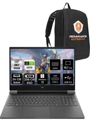 HP Victus 16 i7 13700H RTX 4070 8GB 24GB RAM 256GB SSD 16.1" FHD 144Hz Win11 Home 8V898EAPN351 Gaming Laptop + Per4 Çanta