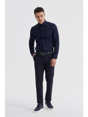 Lacivert Extra Slim Fit Pamuklu Yan Cep Kanvas Pantolon