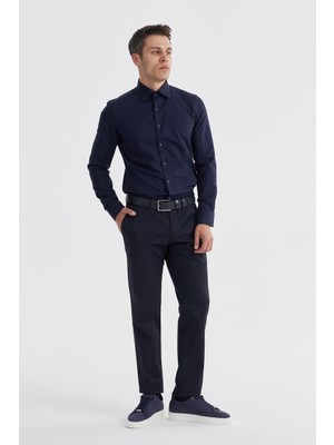 Lacivert Extra Slim Fit Pamuklu Yan Cep Kanvas Pantolon