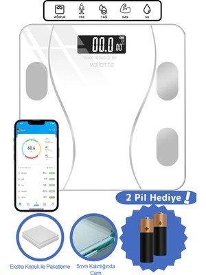 VALLETTA VLT1350 MAESTRO AKILLI YAĞ ÖLÇER TARTI - BEYAZ
