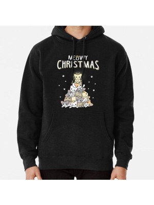 Hvit Stein Meowy Christmas Baskılı Sweatshirt