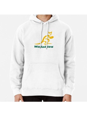 Hvit Stein Australia Rugby Wallabies Yellow Wallaby Baskılı Sweatshirt