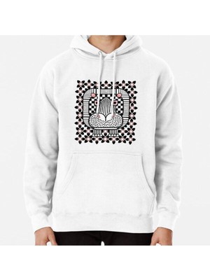 Hvit Stein Square Hippo With Flowers - Black And White Baskılı Sweatshirt