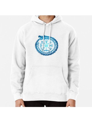 Hvit Stein Vegvisir Jormungandr World Serpent Baskılı Sweatshirt