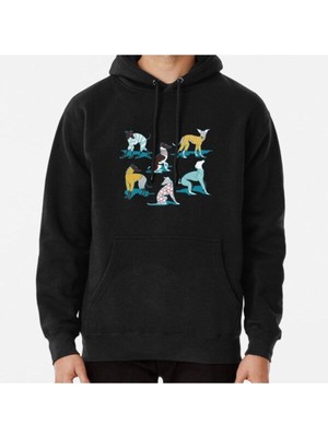 Hvit Stein Greyhounds Dogwalk // Turquoise Background Baskılı Sweatshirt