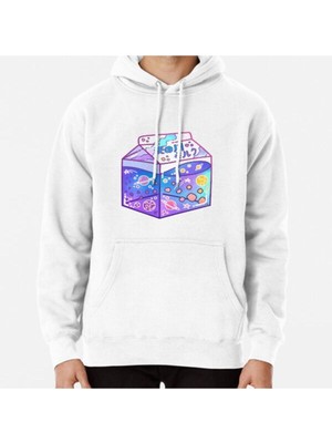 Hvit Stein Milky Way Milk Carton Baskılı Sweatshirt