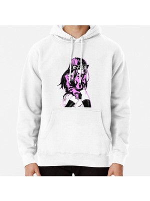 Hvit Stein Schoolgırl (Pink) - Sad Anime Japanese Aesthetic Baskılı Sweatshirt