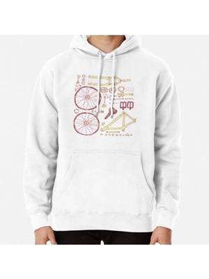 Hvit Stein Bicycle Parts Baskılı Sweatshirt