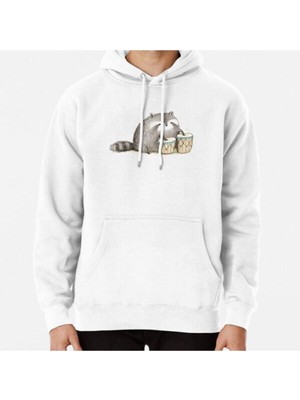 Hvit Stein Raccoon On Bongos Baskılı Sweatshirt