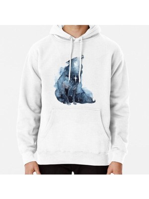 Hvit Stein Galaxy Howling Wolf Baskılı Sweatshirt