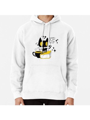 Hvit Stein Books And Cats And Tea Baskılı Sweatshirt