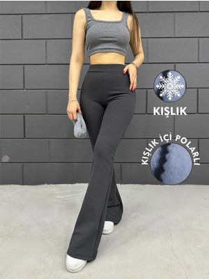 Balta Collection Kadın Kışlık Içi Polarlı Ispanyol Paça Yüksek Bel Likralı Toparlayıcı Tayt Pantolon