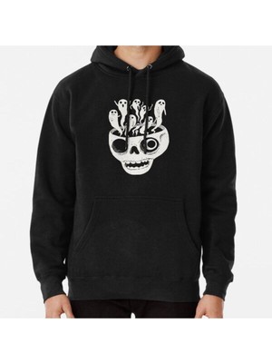Hvit Stein Haunted Skull Baskılı Sweatshirt