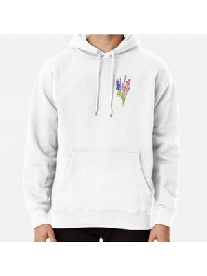 Hvit Stein Subtle Bi Pride Flowers Baskılı Sweatshirt