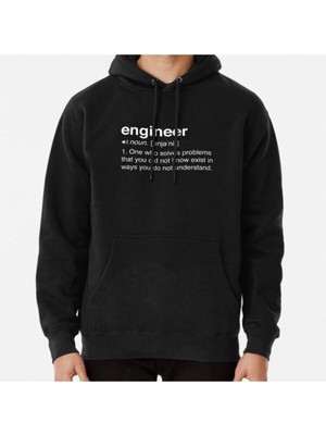 Hvit Stein Funny Engineer Definition Baskılı Sweatshirt