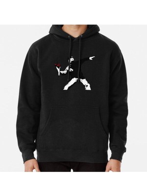 Hvit Stein Banksy Flower Thrower! Baskılı Sweatshirt