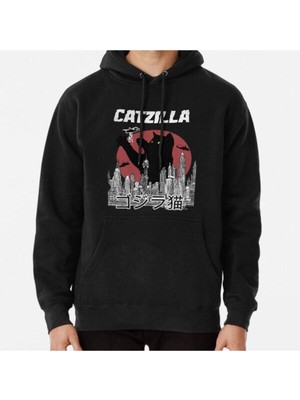 Hvit Stein Catzilla Vintage Baskılı Sweatshirt