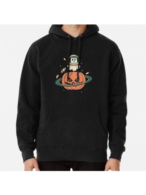 Hvit Stein Pumpkin Planet Baskılı Sweatshirt