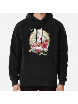 Hvit Stein Rabbit Hole Baskılı Sweatshirt