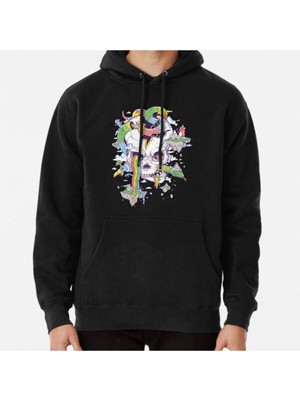 Hvit Stein Flying Rainbow Skull Island Baskılı Sweatshirt