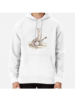 Hvit Stein Banjo Llama Baskılı Sweatshirt